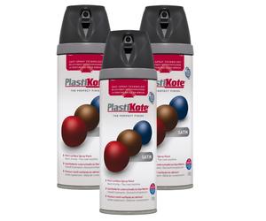 Plasti-kote Premium Quick Dry Spray Paint |Black Satin |Multi Surface 3 x 400ml