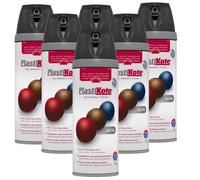 Plasti-kote Premium Quick Dry Spray Paint |Black Satin |Multi Surface 6 x 400ml