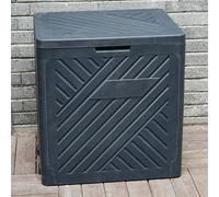 Gr8 Garden 120 Litre Anthracite Plastic Storage Box With Lid Patio Deck Shed Plastic Utility Cushion Chest Wooden Wood Effect Container Multibox Large Truck Indoor Outdoor Furniture