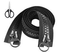 Plastic 2-Way Zip 150cm Extra Long Chunky Zips, Large Separable Black ZipS for Jackets, Waterproof Replacement Heavy Duty Open Ended Zips for Coat Down Jacket Sewing Tailor Tents
