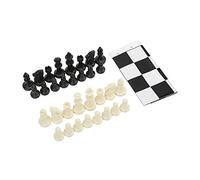 Plastic 32 Medieval Chess Pieces Set International Standard Chess Game Set with Chessboard Foldable and Portable Design for Home Travel and Coffee Shop
