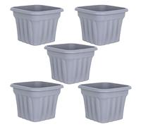 Plastic 40cm Garden Planters Outdoor- 25L Large Square plant pots with Drainage Hole for Garden Pots Nursery Aloe Orchid Seedlings Sapling Box - Grey (Pack of 5)