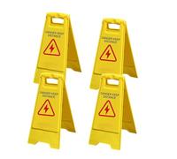 Plastic A-Frame Safety Sign, 28.5 x 31.5 x 60 cm, Yellow "DANGER KEEP DISTANCE" Warning Cone for Commercial & Industrial Use