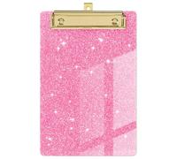 Plastic Acrylic Glitter Clipboard, Stardard Letter A6 Size Clipboards Cute Confetti Clip Board for Classroom, Teacher, Women with Gold Clip, for Office, School (Pink, A6/6‘’x4'')