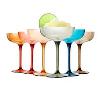Plastic Acrylic Shatterproof Martini, Margarita, Champagne & Cocktail Unbreakable Glasses, Large Coupe Glasses 15oz, 6 Set, Tritan European Design Drinkware, BPA-free,Reusable, Pool, Indoor & Outdoor