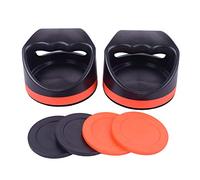 Plastic Air Hockey Strikers/Pushers, 2 PCS 4" Plastic Black Air Hockey Pushers and 4 PCS 2.75" Pucks Replacement for Game Tables Goalies Equipment Accessories