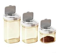 Plastic Airtight Pantry Containers with Double Layer Silicone Sealing Ring for Storing Dry Goods Spices Tea and Beans in Countertop Organizer Set