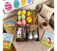 Plastic and Felt Easter Decorations Bundle with Carrot Eggs Bunny Chick Elements for Seasonal Display
