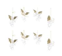 Plastic Angel Christmas Tree Ornaments, 8 Pack Clear Silver Gold Pendants