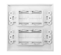 Plastic Anti Dust Brush Cable Wall Plate Port Insert Cover Outlet Mount Multimedia Panel White Ideal for Plaster Board Stud Wall Brackets (Double mouth)