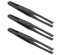 Plastic Anti-Static Tweezers, Precision Flat Tip for Jewelry Craft DIY Beauty Electronics Repair Tool Black 3 Pcs