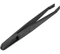 Plastic Anti-Static Tweezers, Precision Slant Flat Tip for Jewelry Craft DIY Beauty Electronics Repair Tool Black