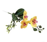 Plastic Artificial Butterfly Bloom Arrangement with Defined Structure and Leaf Integration for Living Space Visual Interest (Yellow)