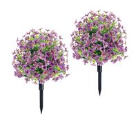 Plastic Artificial Flowers for Outdoor/Indoor Garden Decor,Realistic Fade-Proof Multi-Color Stakes&Plant Picks for Year-Round Landscape, & Home Accent - Weatherproof, No Watering Needed (Purple,2pcs)