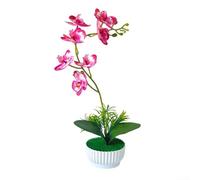 Plastic Artificial Phalaenopsis Orchid in Pot for Indoor Decor with 7-Head Bloom and Detailed Veining for Visual Authenticity (Magenta gradient)