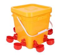 Plastic Automatic Chicken Waterer, Hung Low Spillage Self Replenishing Poultry Waterer Dispenser with Large Capacity Water Bucket for Chicken, Bird, Duck, Goose (Red Water Cups)