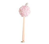 Plastic Back Scrubber for Shower Wall Mount Bath Dual-Sided Long Handle Back Scrubber Can Produce Rich Foam(Pale red)