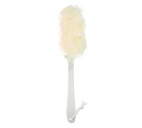 Plastic Back Scrubber for Shower with Curved Long Handle Wall Mount Bath Brush Can Produce Rich Foam Men and Women(Beige)