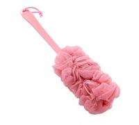 Plastic Back Scrubber for Shower with Curved Long Handle Wall Mount Bath Brush Can Produce Rich Foam Men and Women(Pale Red)