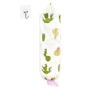 Plastic Bag Holder，Reusable Grocery Bag Holder，Wall Mount Plastic Bag Organizer Shopping Bags Carrier，Washable Large Grocery Bag Storage Dispenser for Home Kitchen Travelling Decor, 1 Pack，Cactus