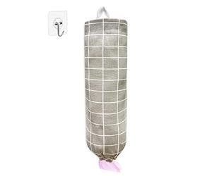 Plastic Bag Holder，Reusable Grocery Bag Holder，Wall Mount Plastic Bag Organizer Shopping Bags Carrier，Washable Large Grocery Bag Storage Dispenser for Home Kitchen Travelling Decor, 1 Pack，Plaid Grey