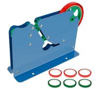 Plastic Bag Neck Sealer Tape Dispenser with 6 Rolls Tapes, Food Bread Loaf Bag Packaging Sealer with Trimmer, Metal Sealing Machine for Fruit Greens Meat Packaging