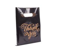 Plastic Bag Thank You for Small Business, Poly Shopping Bag with Handle, Merchandise Bag Die Cut, Density Thick, Store Retail 2.5 Mil 5.9"x7.8" 100 ct - Black