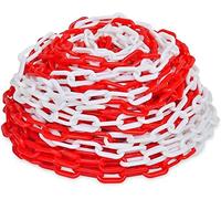 Plastic Barrier Chain, Barrier posts Red And White, Plastic Chain Barrier With 2pcs S Hooks, Warning Chain For Parking, Construction Sites, Driveways Or Borders Of Properties And Gardens(10mm,50m)