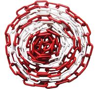 Plastic Barrier Chain, Red and white plastic chain With 2pcs S Hooks, Warning Chain For Parking, Construction Sites, Driveways Or Borders Of Properties And Gardens(10mm,25m)