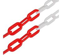 Plastic Barrier Chain, Warning chain red and white, Plastic Chain Barrier With 2pcs S Hooks, Warning Chain For Parking, Construction Sites, Driveways Or Borders Of Properties And Gardens(8mm,50m)