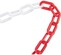 Plastic Barrier Chain with Hooks for Parking and Construction, Durable Red and White Warning Chain for Property Edges
