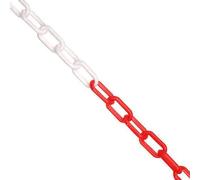 Plastic Barrier Chain with S Hooks - Red and White Warning Chain for Parking, Construction Works, Entrances and Property Edges
