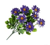 Plastic-Based Artificial Daisy and Chrysanthemum Floral Bundle for Interior Design Photography Backdrop and Table Setting (Purple)