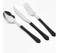 Plastic Basic Cutlery Set with Heavy Black Handle, Disposable Silver with Black Handle (20 Sets/60 Pieces) (60, Silver/Black 20 sets)