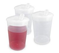 Plastic Beaker with Drinking Lid - Pack of 3 | Adult Drinking Cup Drinking Cups Elderly Plastic Beakers for Adults Disability Cup Adult Beaker for Elderly Small Spouted Drinking Lid