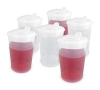 Plastic Beaker with Drinking Lid - Pack of 6 | Adult Drinking Cup Drinking Cups Elderly Plastic Beakers for Adults Disability Cup Adult Beaker for Elderly Small Spouted Drinking Lid