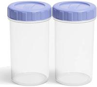 Plastic Beakers with Lids 400ml 2 Pack - Airtight Food Storage Containers with Twist Lock Lid - Microwave Dishwasher Freezer Safe BPA Free Plastic Cup for Drinks and Food Store