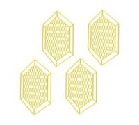 Plastic Bee Watering Station for Pollinators - Honeycomb-Design Bee Bath with Floating Islands, 15.6 x 17.8 cm, Yellow, 4-Piece Set for Gardens, Pa