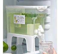 Plastic Beverage Dispenser with Stand and Spigot 3.5L Cold Kettle with Faucet and Fruit Infuser Fridge Drink Dispenser Container for Parties And Daily Use(White)