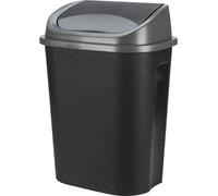Plastic Bin 50L Grey Black - Trash Can with Swing Lid for Home and Office