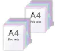 Plastic Binder Dividers with Pockets, 2 Pack of 6 Tab Multicolor Dividers for 3 Ring Binders, Big Insertable Tabs, Works with Sheet Protectors (2PC Light Purple)