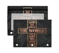 Plastic Binder with Clear Window God So Love The World Cross Three Ringing Binder in Assorted Colors Pocket folders for 3 for Storing School Students Teacher Supplies 2 PCS