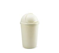 Plastic Bins Bullet Bin Recycling Waste Bin Rubbish Cardboard Plastic Disposal Dustbin Flip Top Flap Lid (50L, Cream)
