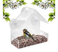Plastic Birds House for Outdoor Window Bird Feeder with 3 Strong Suction Cups House Shaped for Small Birds Squirrel Proof Bird Feeder Window 18x18x10cm