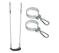 Plastic Blowmoulded Swing Seat - Dark Green + 2 Swing Hooks 'Around' For 4 Inch Kids Swing Frames.