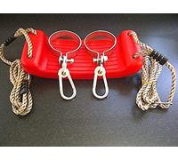 Plastic Blowmoulded Swing Seat - Red + 2 Swing Hooks 'Around' For 4 Inch Kids Swing Frames.