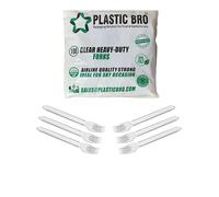 PLASTIC BRO - Re-useable Plastic Forks Set of 100 - Dishwasher Safe and Re-usable Heavy Duty Plastic Forks for Parties and Basic Everyday Tableware
