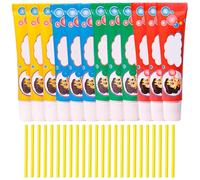 Plastic Bubbles Blow, with Straw 12 Sets Plastic Bubbles Toys Large Bubble Balloons for Schools Party Birthday Gift