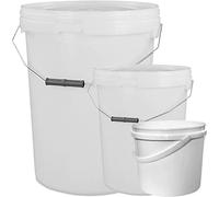 Plastic Bucket with LID and Metal Handle, Hard Wearing Bucket With Tamper Evident Lids 5L 10L 25L (25L, 25)