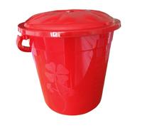 Plastic Bucket with Lid Handle Small Large Storage Bucket Bin Container Measures, Red, 10L